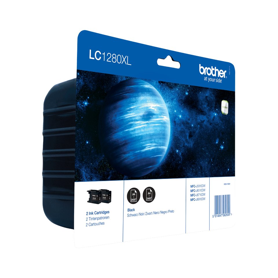 EAN 5014047562617 - Brother LC1280XLBKBP2DR cartucho de tinta 2 pieza(s) Original Negro imagen 1
