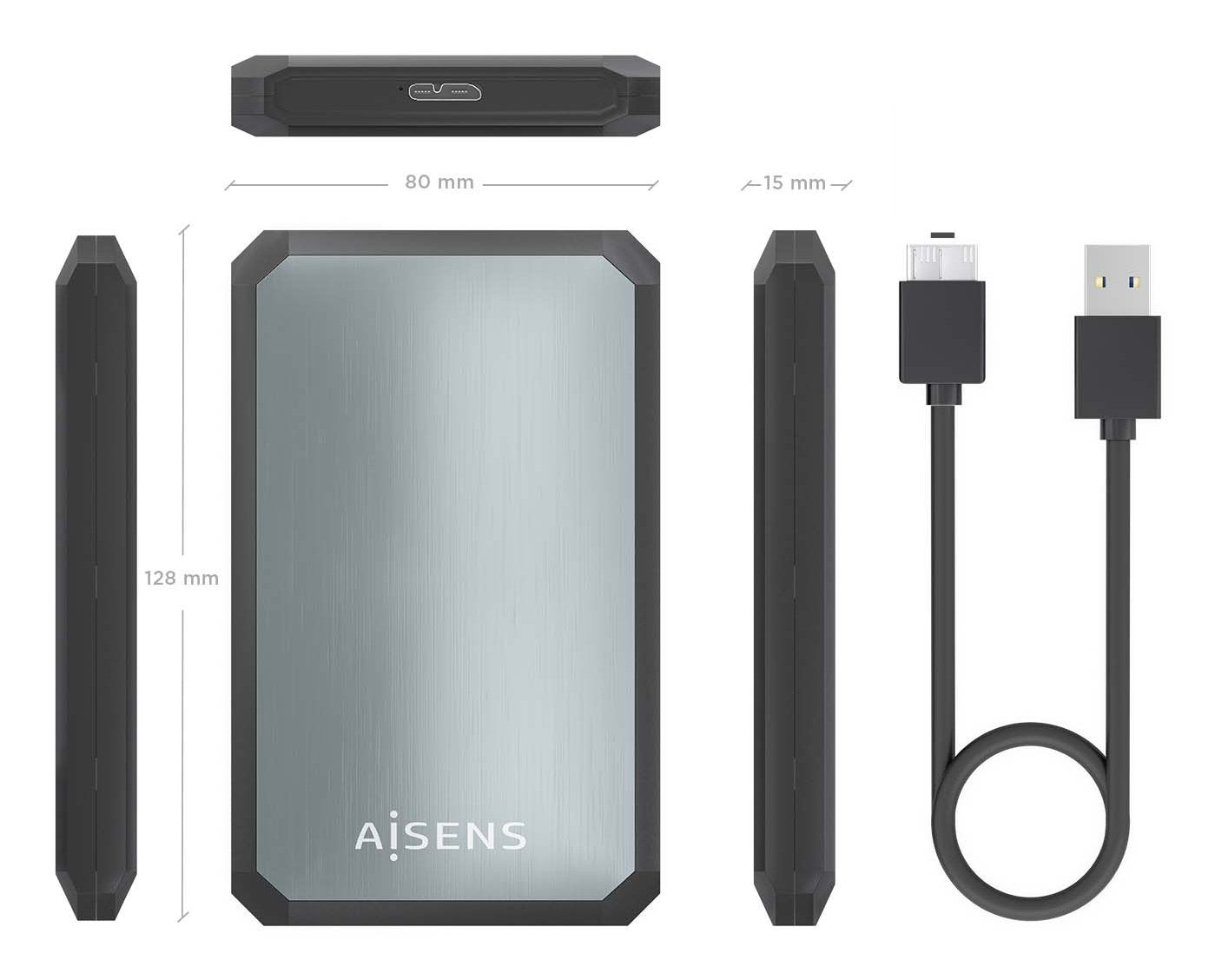 EAN 8435739902165 - AISENS ASE-2529B caja para disco duro externo Carcasa de disco duro/SSD Negro, Gris 2.5" imagen 5