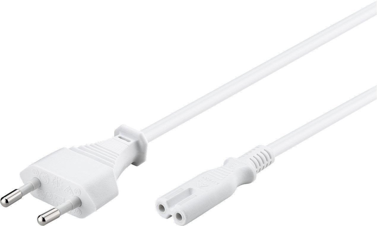 Goobay Cable Alimentacion C8 Enchufe Europeo Blanco, 3 Metros