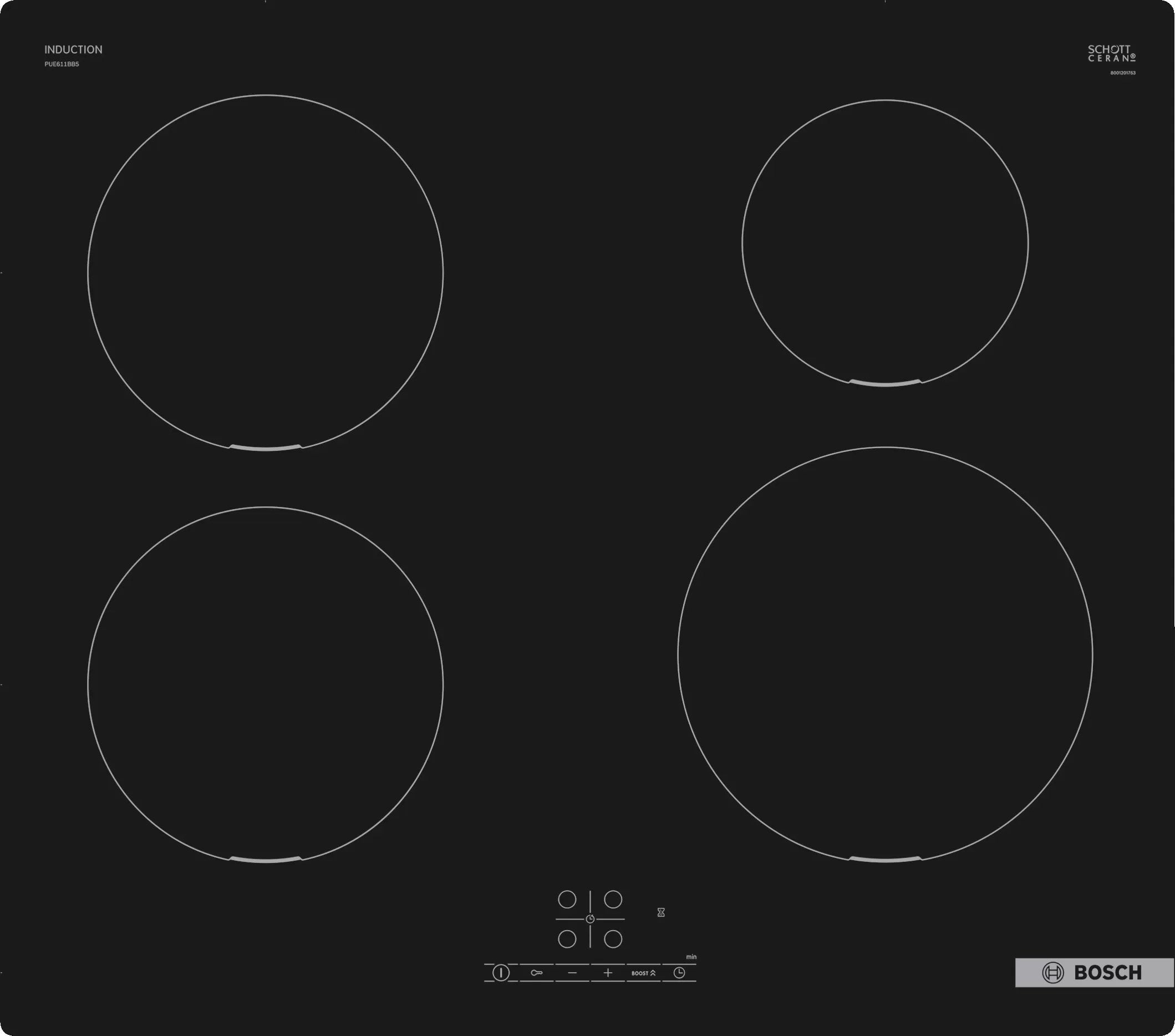 EAN 4242005286089 - Bosch Serie 4 PUE611BB5D hobs Negro Integrado 59.2 cm Con placa de inducción 4 zona(s) imagen 1