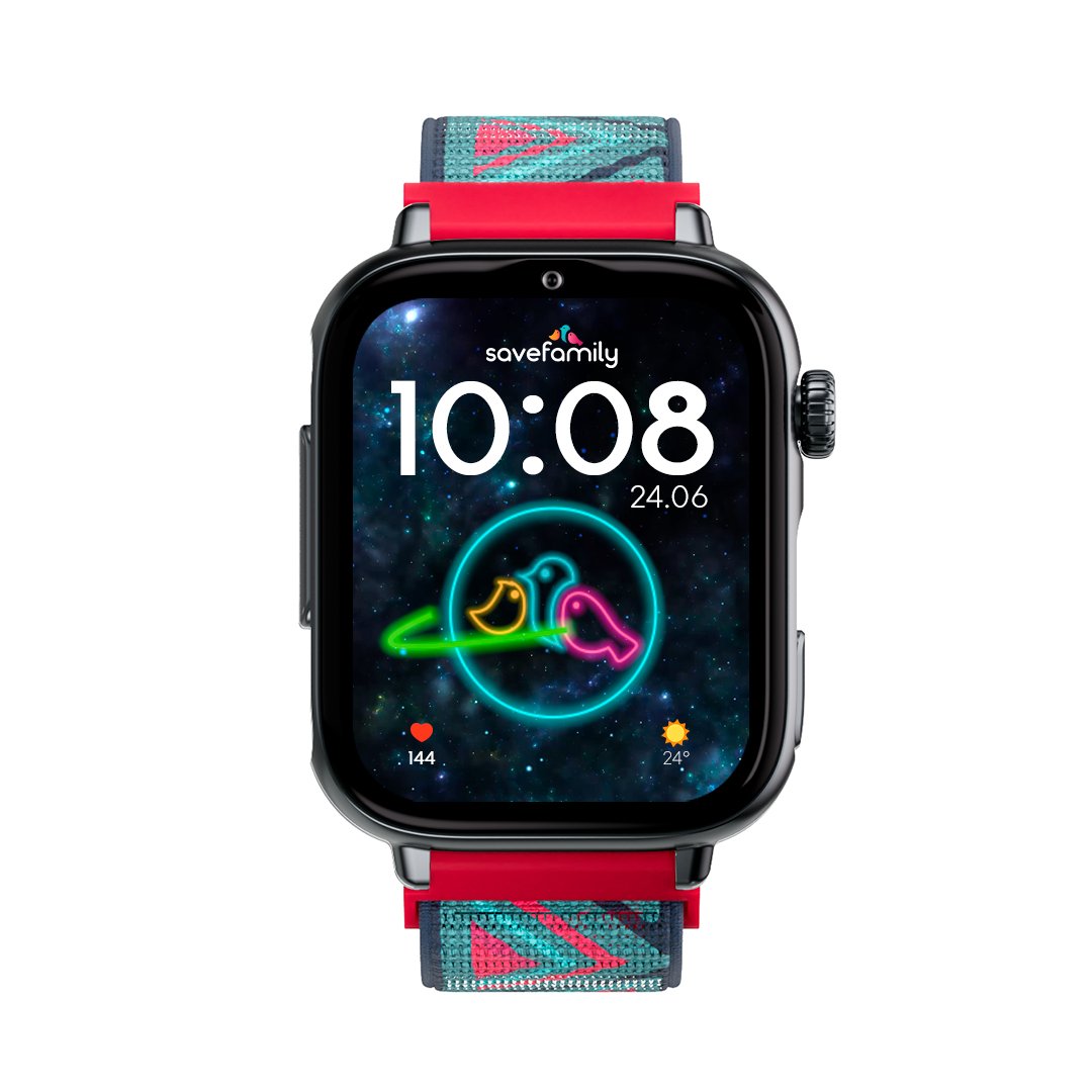 Savefamily Reloj Inteligente Infantil Savewatch Plus 2 - Pantalla Amoled - Carcasa Negra - Correa Tela Tribeca