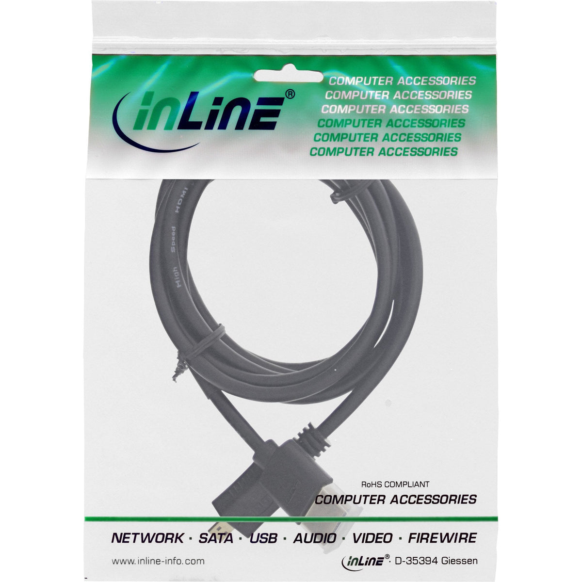 Cable Hdmi De Inline Con Ethernet Tipo A A D Macho Súper Delgado Negro / Dorado 1m