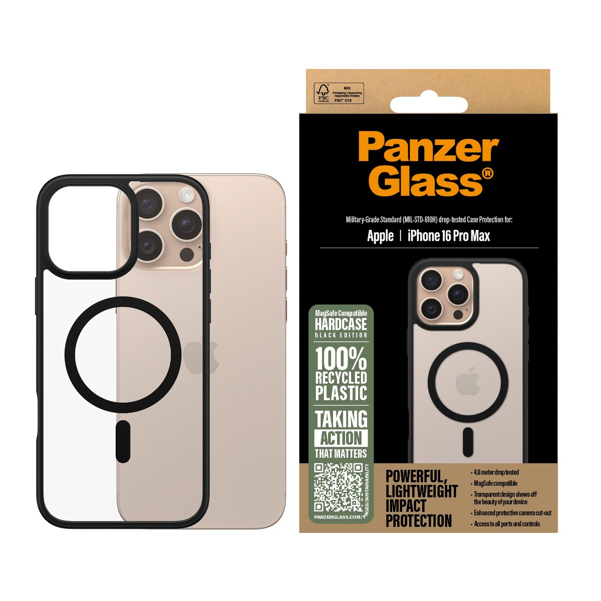 EAN 5715685003257 - PanzerGlass ® HardCase Transparent w. Black MagSafe & Frame iPhone 16 Pro Max funda para teléfono móvil N imagen 2