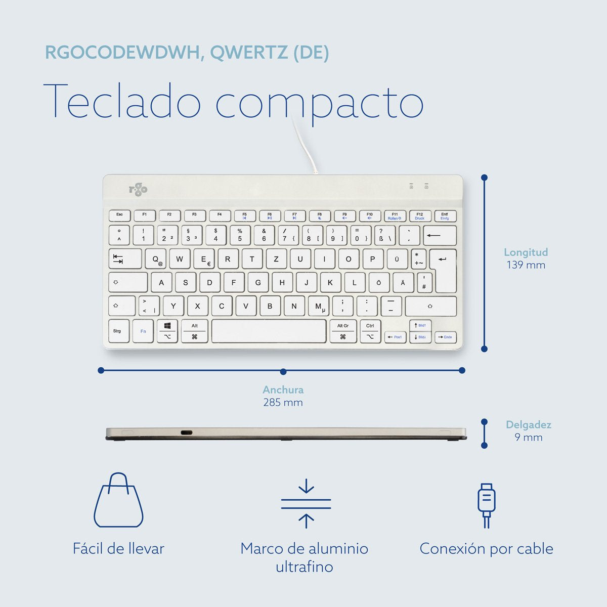 EAN 8719274491996 - R-Go Tools RGOCODEWDWH teclado Oficina USB Alemán imagen 12