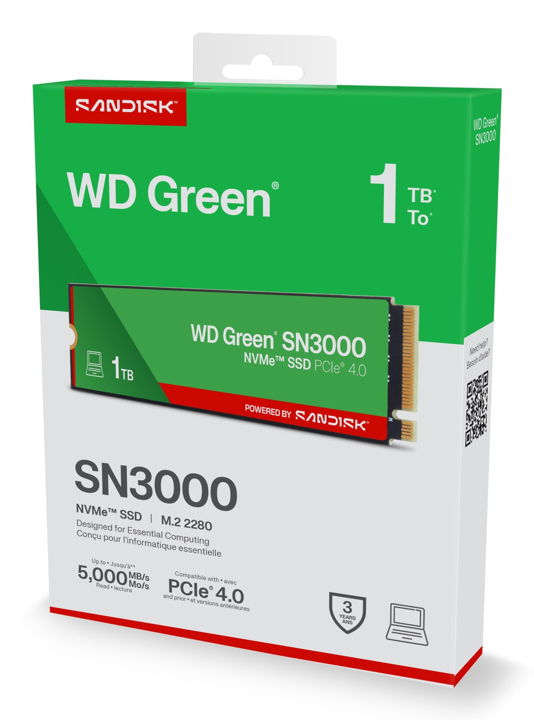 EAN 0718037907154 - SanDisk Green WD SN3000 NVMe 1 TB M.2 PCI Express 4.0 QLC 3D NAND imagen 6