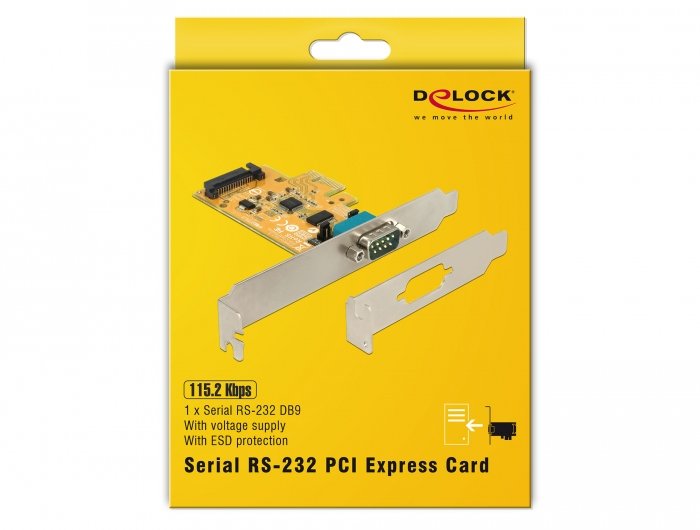 Delock 90293 Tarjeta Pci Express X1 A 1 X Serial Con Suministro De Voltaje Protección Esd