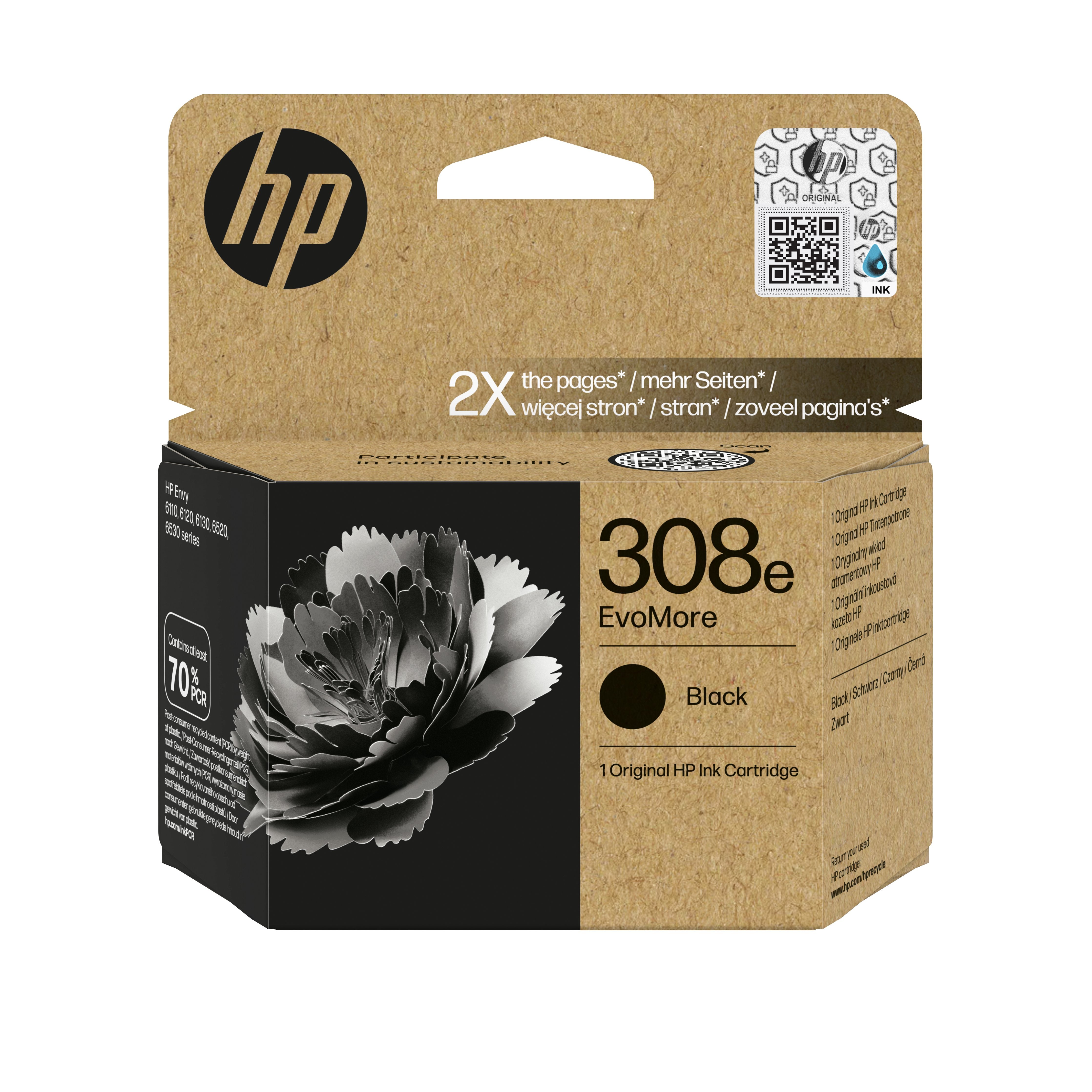 EAN 0199764692290 - HP 308e EvoMore Black Original Ink Cartridge cartucho de tinta 1 pieza(s) Rendimiento estándar Negro imagen 1