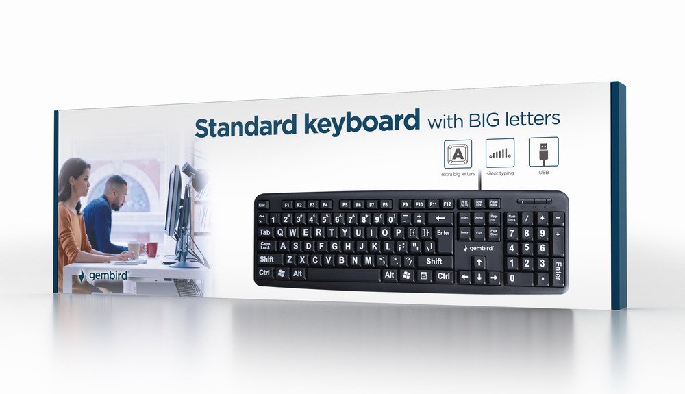 Teclado Ingles Gembird Kb-Us-103 Letras Grandes Us Black