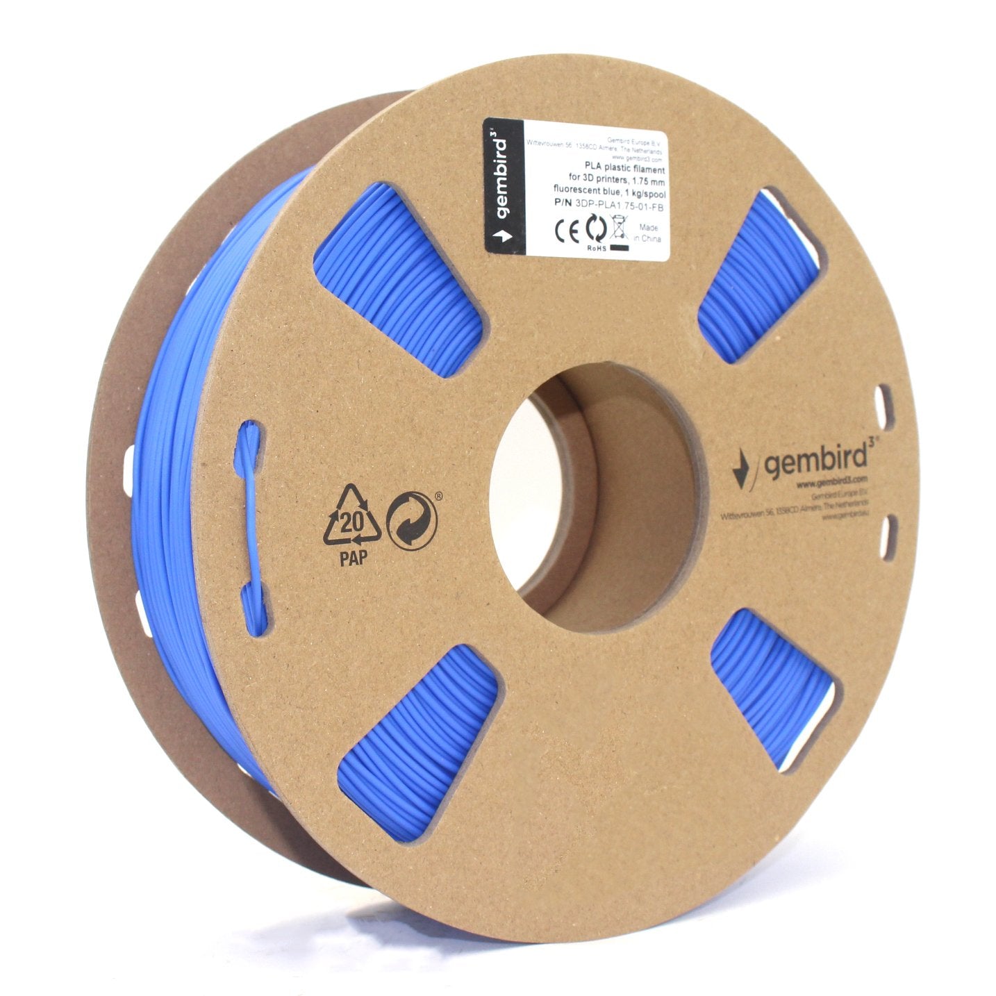 EAN 8716309094764 - Gembird 3DP-PLA1.75-01-FB material de impresión 3d Ácido poliláctico (PLA) Azul fluorescente 1,4 kg imagen 3