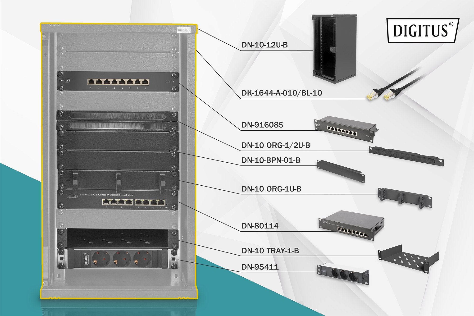 EAN 4016032477525 - Digitus DN-10-SET-3-B armario rack 12U Bastidor de pared Negro imagen 1