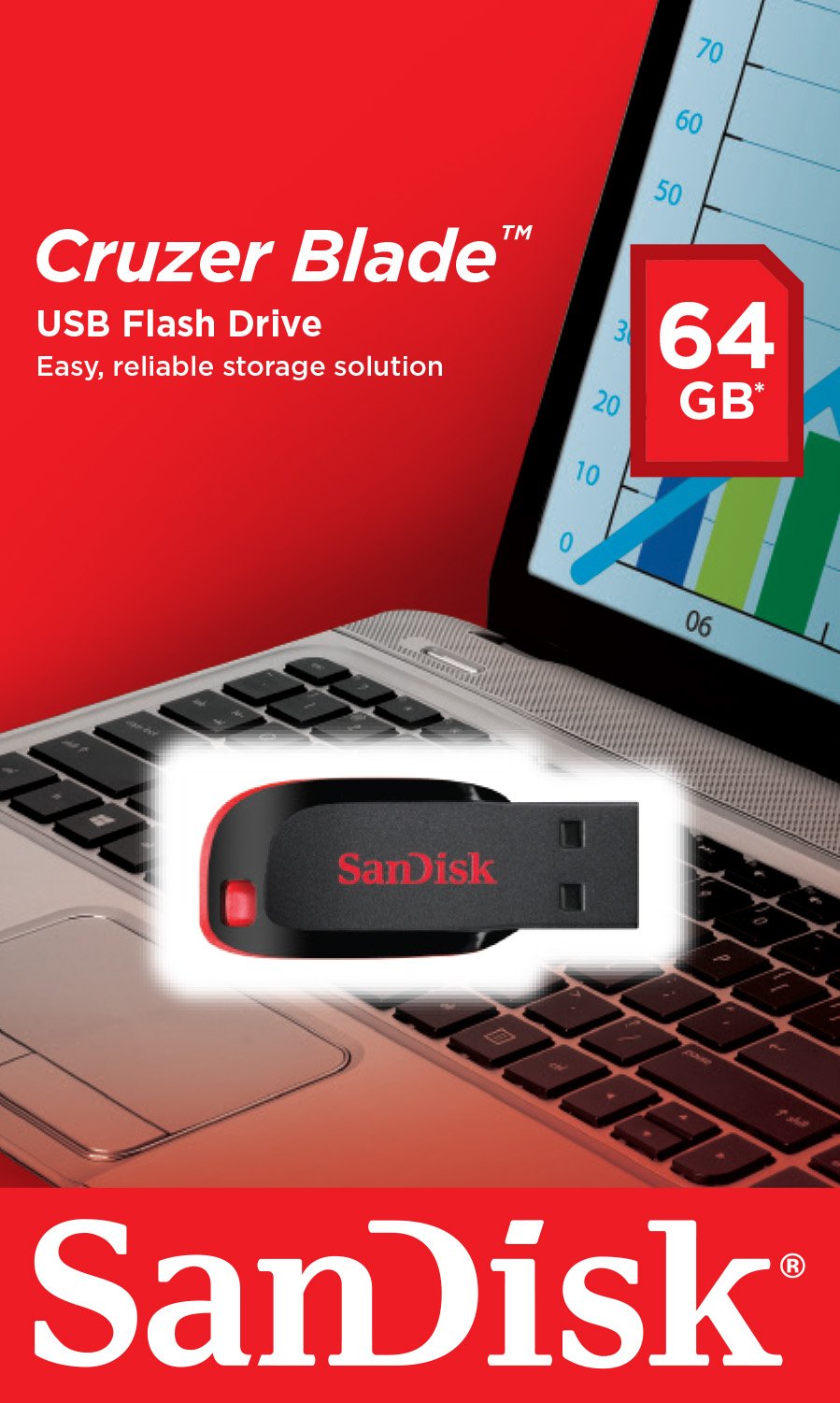 EAN 0619659097318 - SanDisk Cruzer Blade unidad flash USB 64 GB USB tipo A 2.0 Negro, Rojo imagen 7