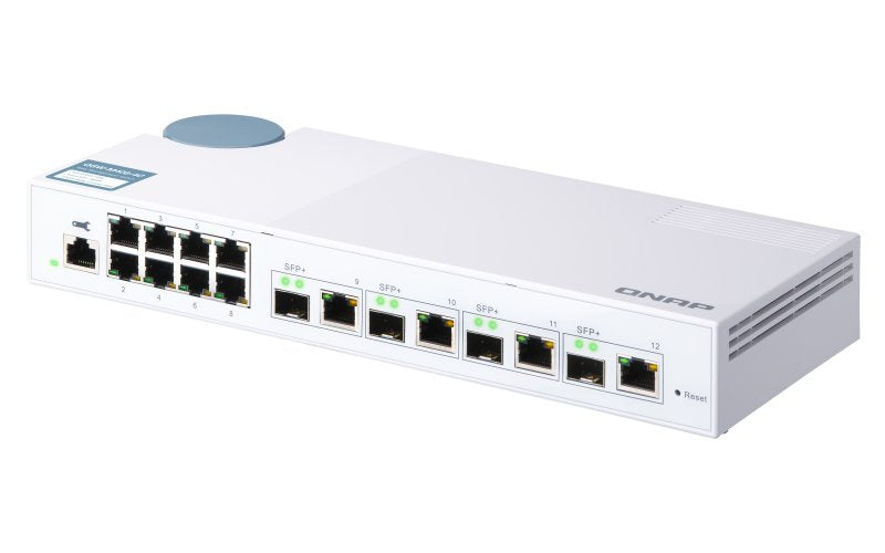 Switch Gestionable Qnap Qsw-M408-4c 12 Puertos (4*Puertos Combinados Sfp+/Rj45 Gigabit + 8*Rj45) Consola Rj45 Con Ventilador Formato Sobremesa