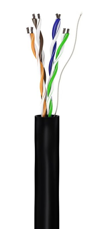 Cat 5e Outdoor Network Cable, U/Utp, Black, 100 M - Cca, Awg