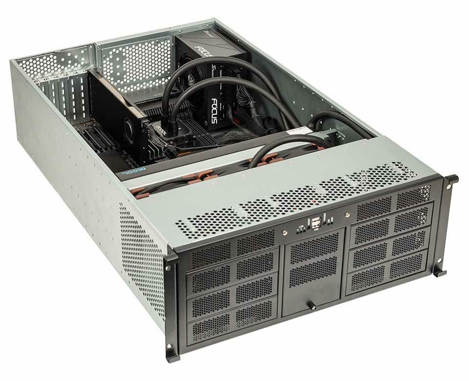 Azulchip Businessline Workstation Ws1310r 19" Rack Mit Wasserkühlung, Ryzen 7960x W11pro 32gb 500gb Ssd