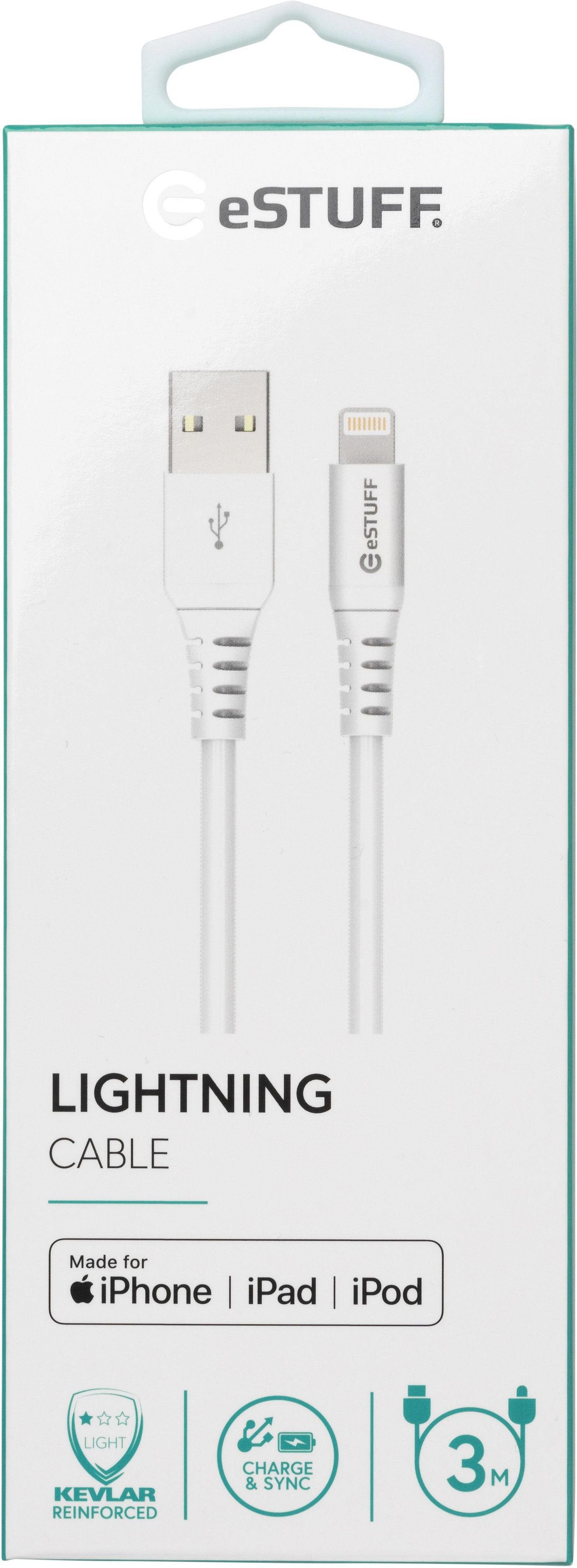 EAN 5704174096139 - eSTUFF ES601304 cable de conector Lightning 3 m Blanco imagen 2