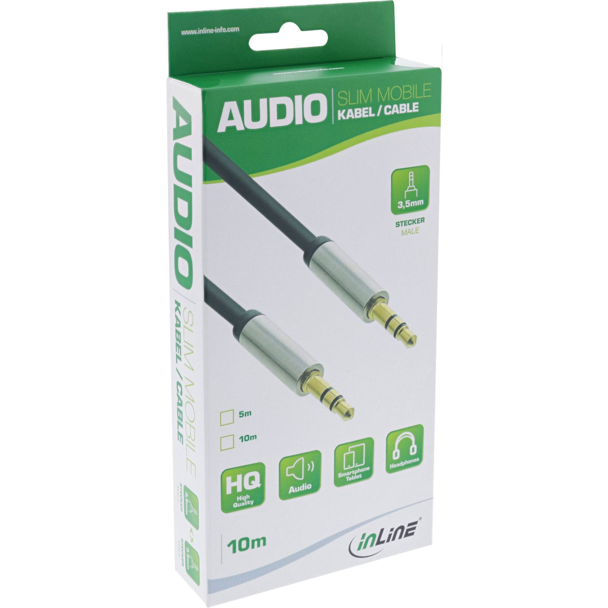 Inline® Slim Cable De Audio 3.5mm Macho / Male, Stereo, 5m