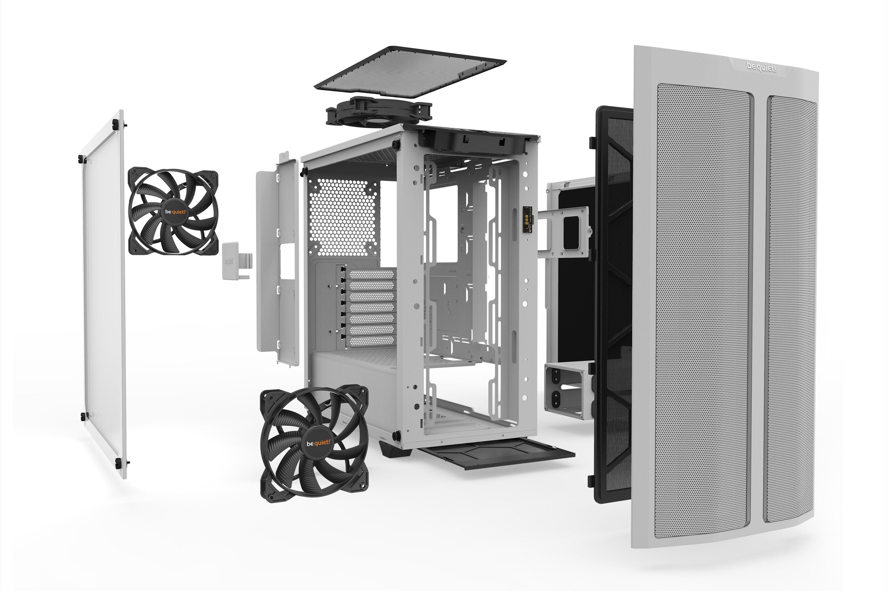 Caja Pc Be Quiet! Torre Atx Pure Base 500dx White Tira Led Argb Frontal/Cristal Templado/3x Vent 140 Bgw38