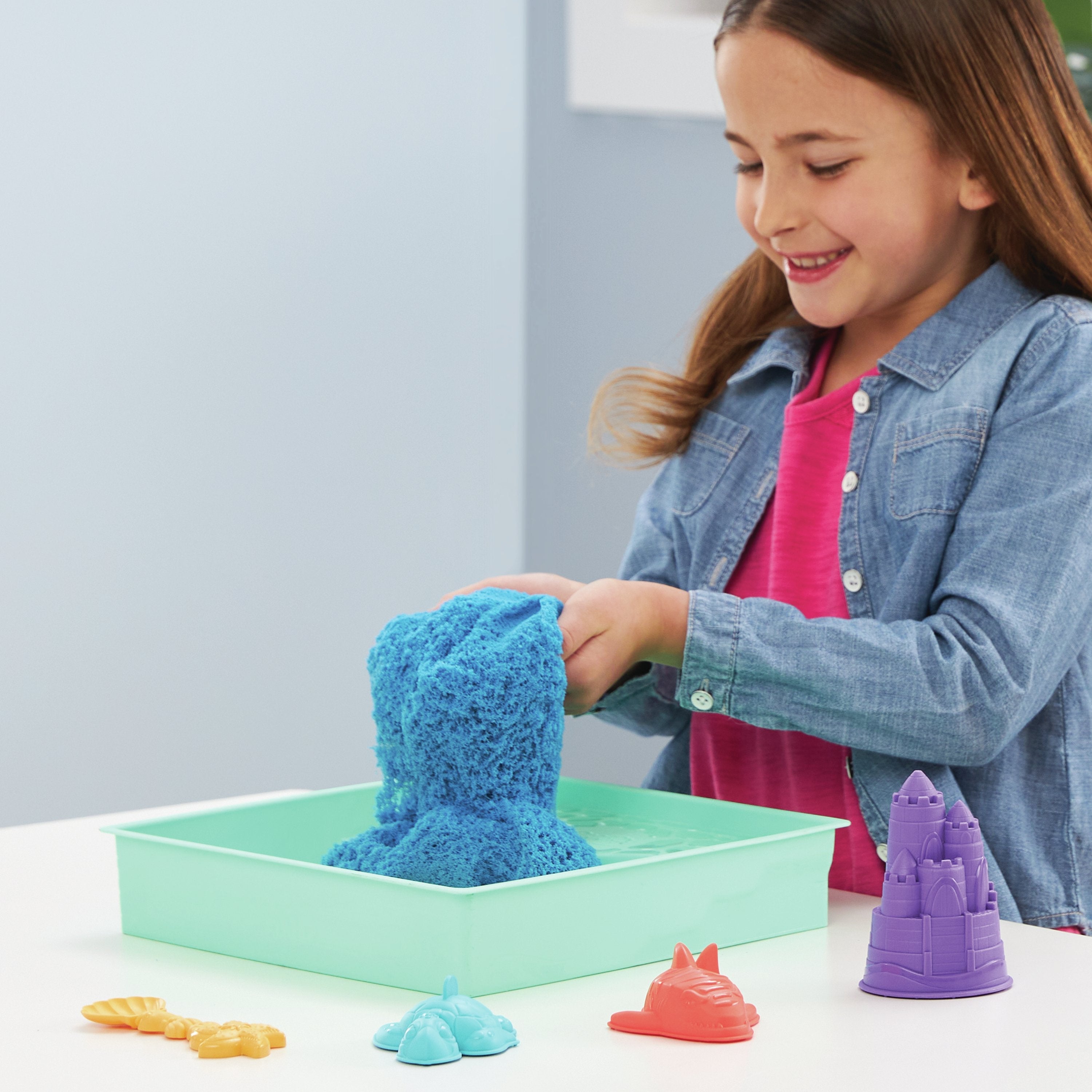 Spin Master Kinetic Sand - Sandbox Set Azul, Arena De Juego 454 Gramos De Arena
