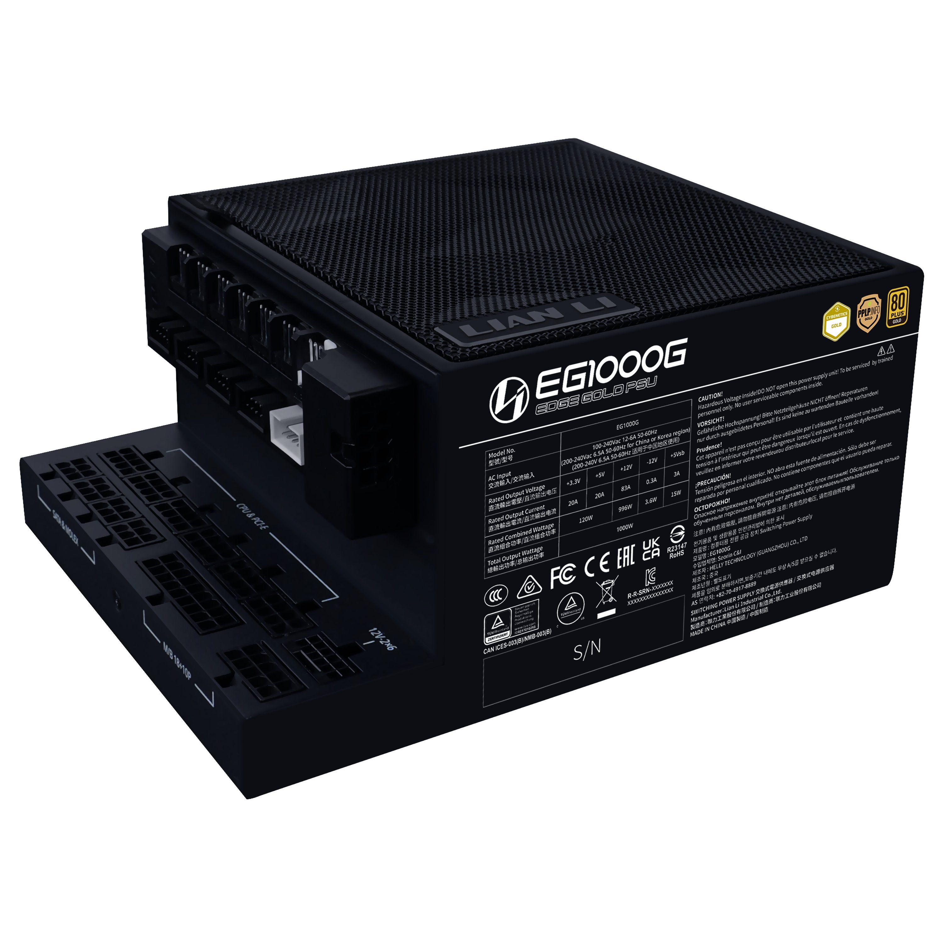 EAN 4718466016034 - Lian Li EG1000G unidad de fuente de alimentación 1000 W 24-pin ATX SFX Negro imagen 1
