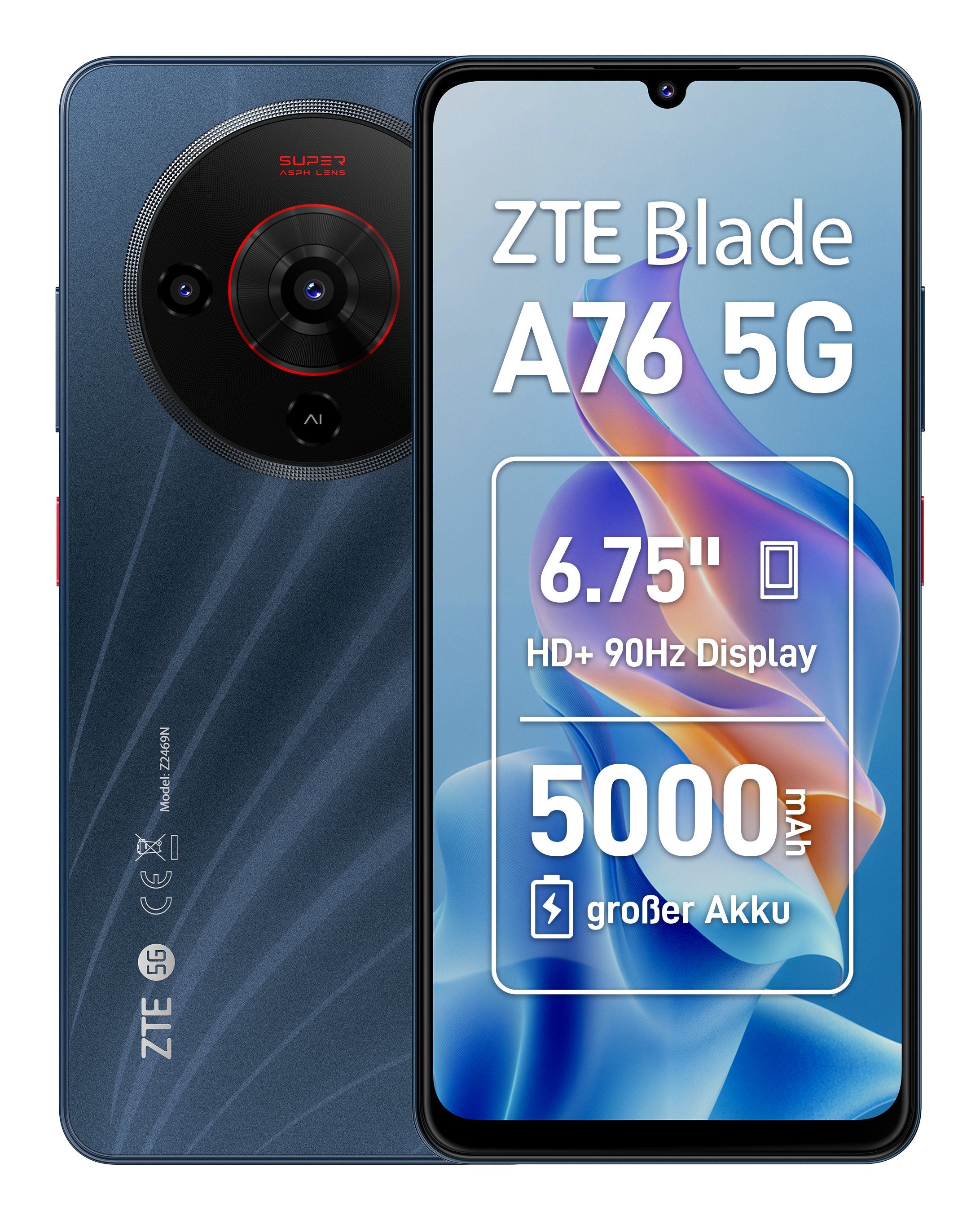 EAN 6902176144905 - ZTE Blade A76 5G 17,1 cm (6.75") SIM doble USB Tipo C 6 GB 128 GB 5000 mAh Negro imagen 1