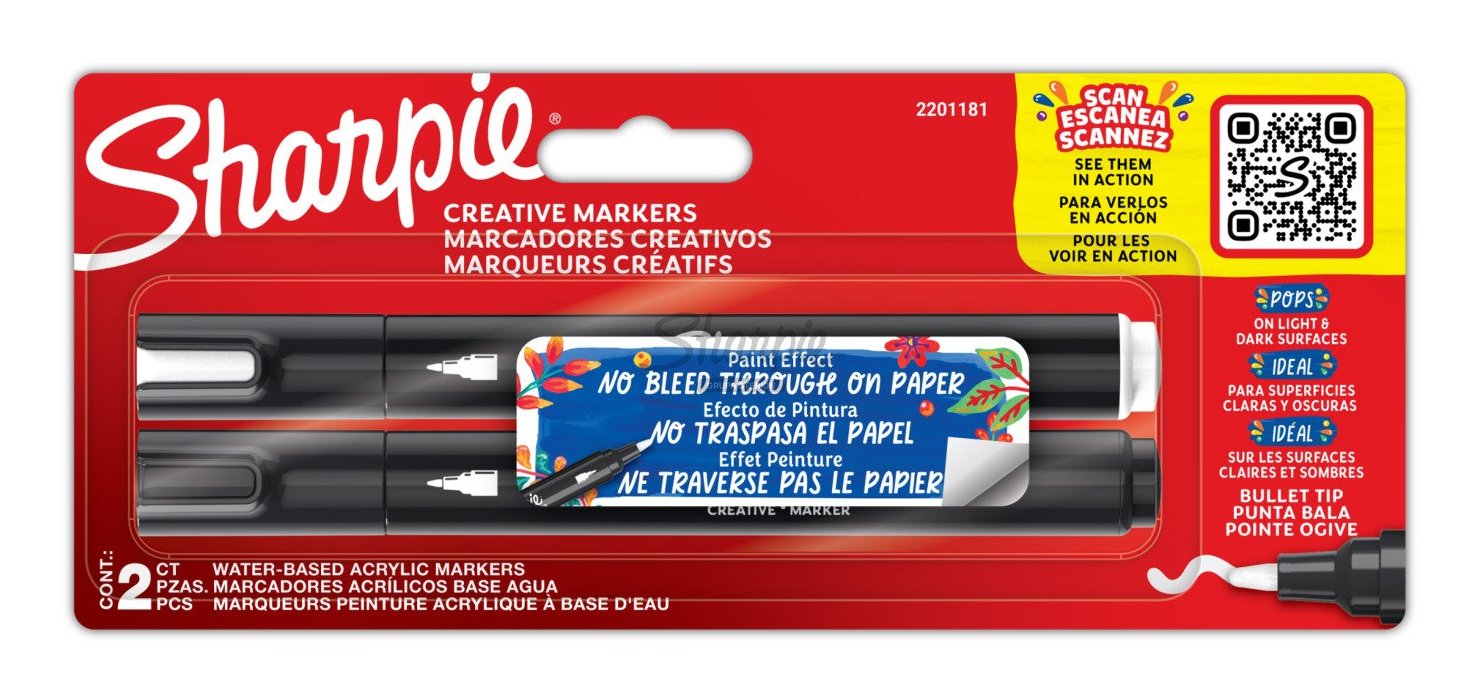 Sharpie Kreativmarker Rundspitze Acryl 2er Set Negro Blanco