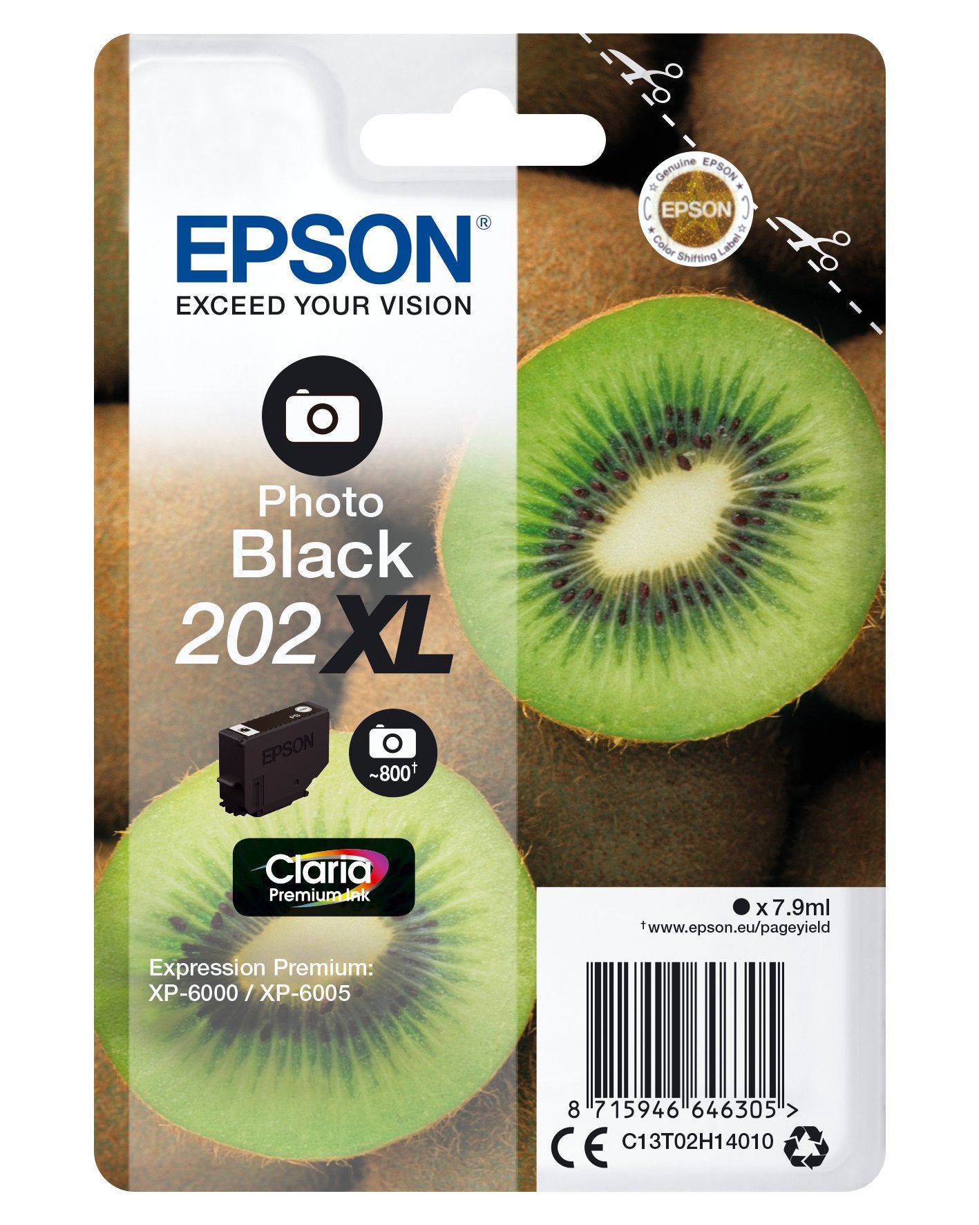 EAN 8715946646305 - Epson Kiwi 202XL cartucho de tinta 1 pieza(s) Original Alto rendimiento (XL) Foto negro imagen 1