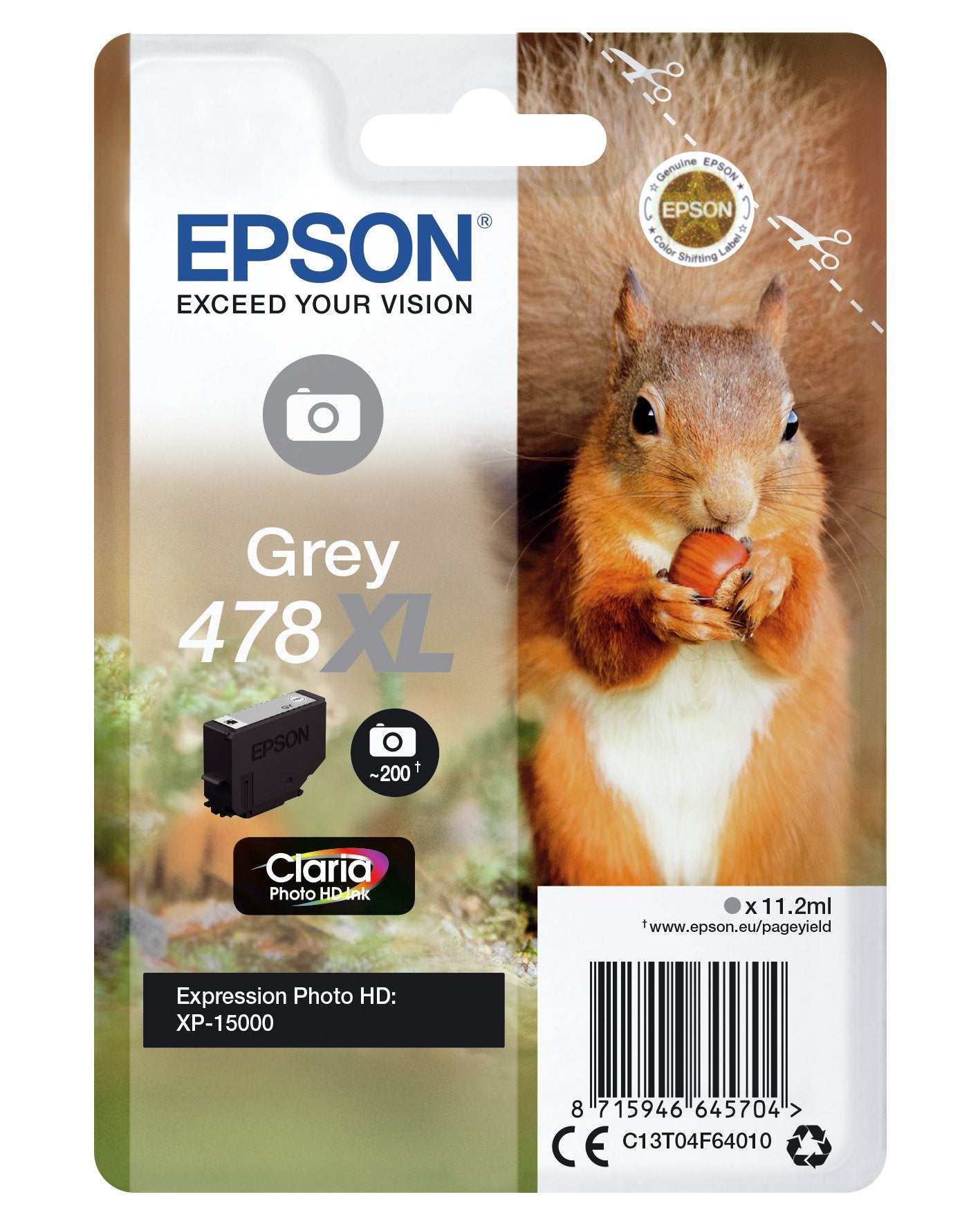 EAN 8715946645704 - Epson Squirrel 478XL cartucho de tinta 1 pieza(s) Original Alto rendimiento (XL) Gris imagen 2