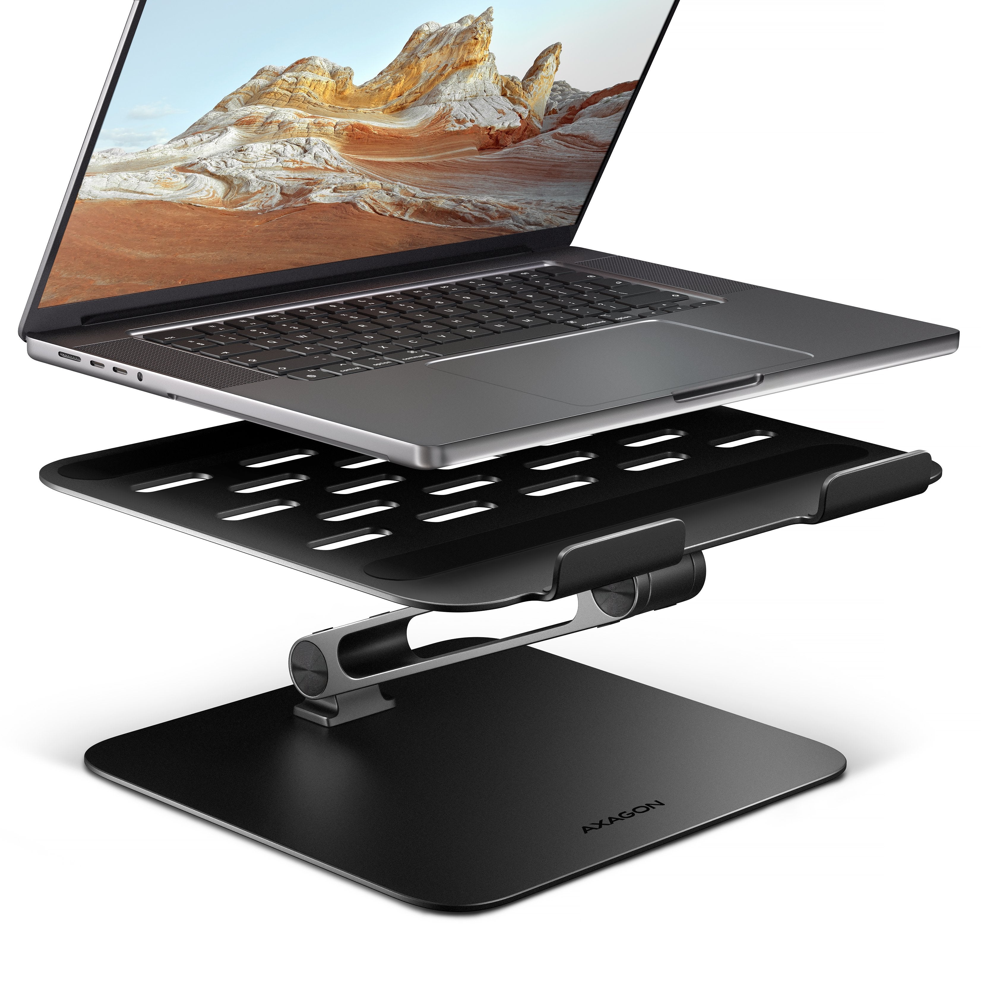 EAN 8595247909183 - Axagon STND-LQB Laptop-Ständer, Doppelgelenk, höhenverstellbar, faltbar Soporte para ordenador portátil y imagen 1
