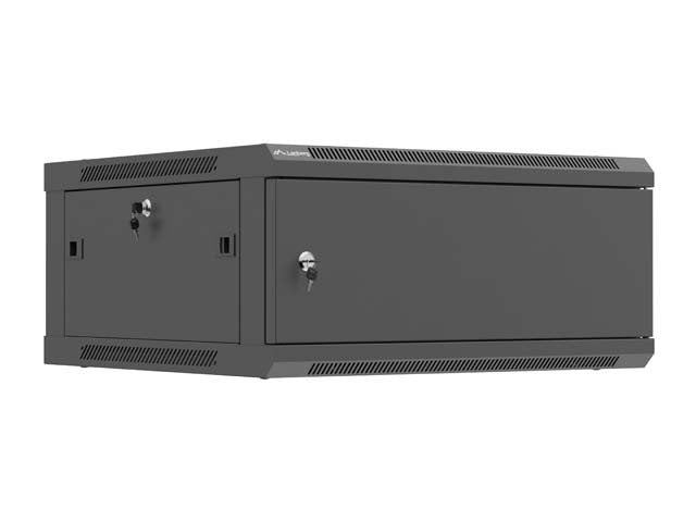 Lanberg Rack Cabinet 19in Wall-Mount 4u 600x600 Flat Pack With Metal Door Black