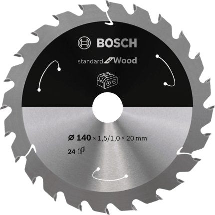 Hoja De Sierra Circular Bosch Professional Standard Para Madera, Ø 140 Mm, Orificio 24z De 20 Mm, Para Sierras Circulares Portátiles A Batería 2608837671