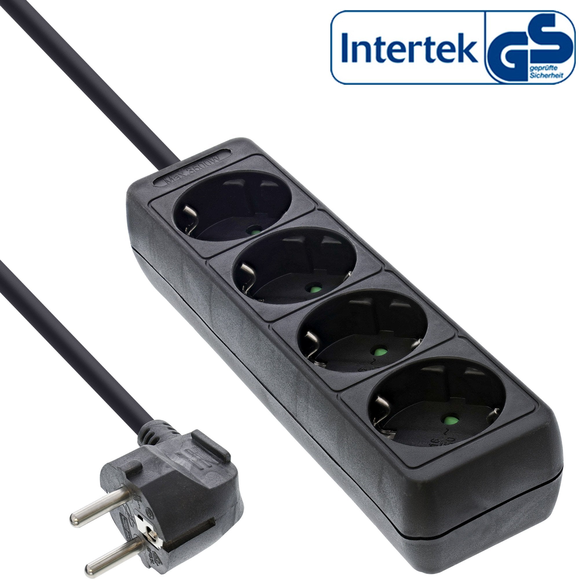 Regleta Inline Tipo F 4 Puertos + Seguro Para Niños Negro 3m
