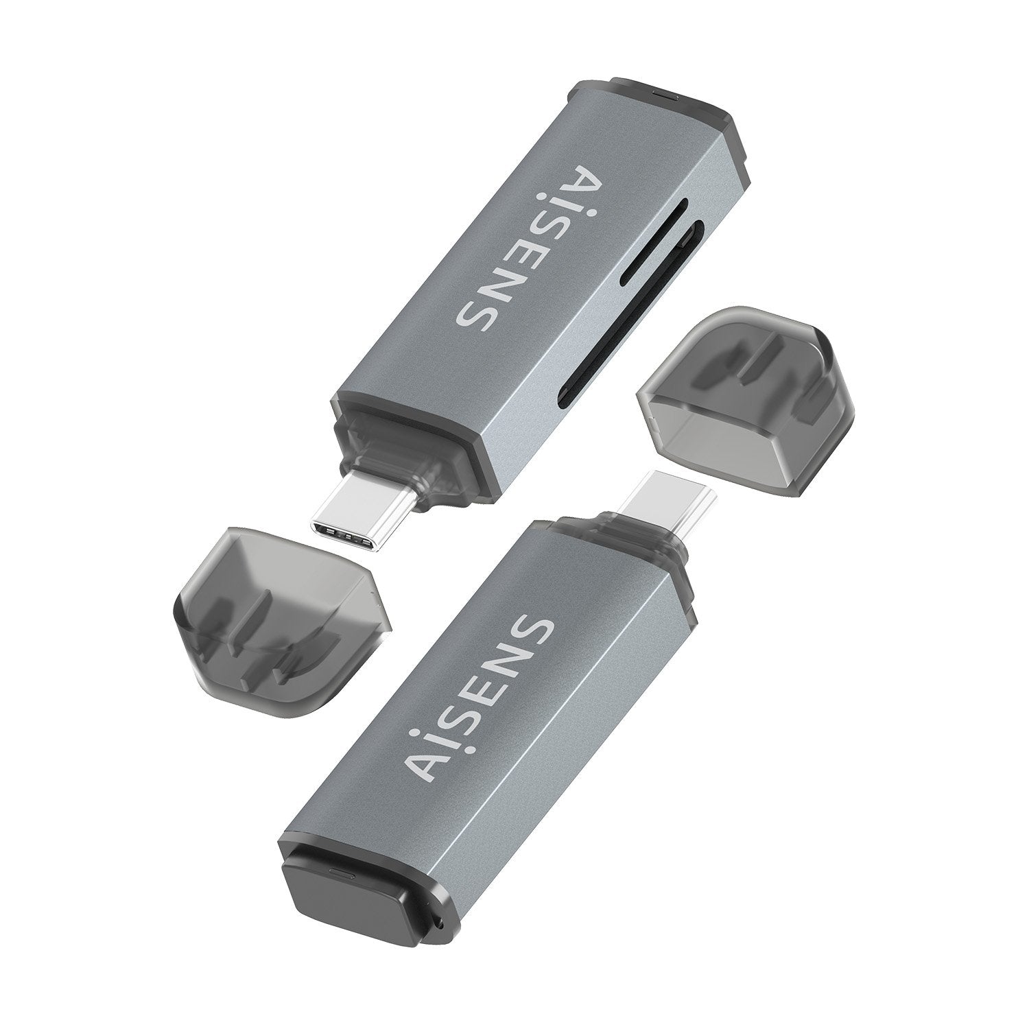 Aisens Lector De Tarjetas Sd, Micro Sd, Mmc, Rs-Mmc, Mmc Micro, Usb-C, Gris