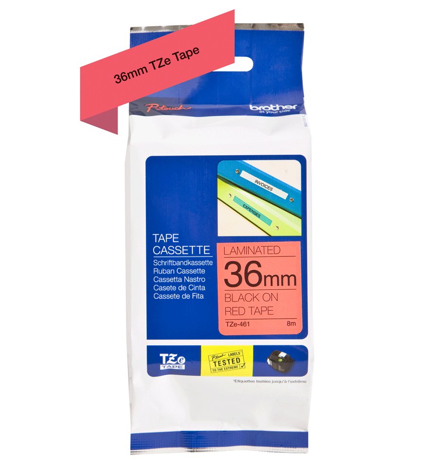 Cinta Laminada Original Rojo/Negro Brother P-Touch Estandar - 8m / 36mm