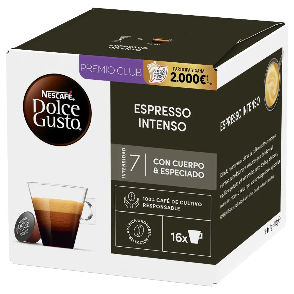 Nestle 12283277. Tipo De Producto: Cápsula De Café Sistema De Cápsulas/Monodosis De Café: Dolce Gusto Capacidad En Tazas: 16 Tazas. Tipo De Embalaje: Caja. Cantidad Por Paquete: 16 Pieza(S)