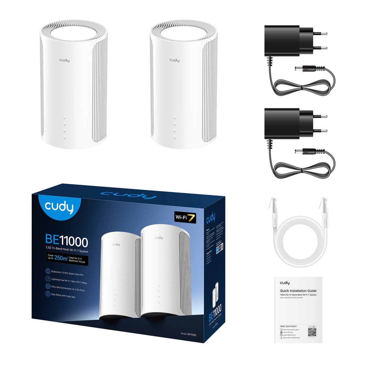 EAN 6971690793623 - Cudy M11000 Tribanda (2.4 GHz / 5 GHz / 6 GHz) Wi-Fi 7 (802.11be) Blanco 4 Interno imagen 2