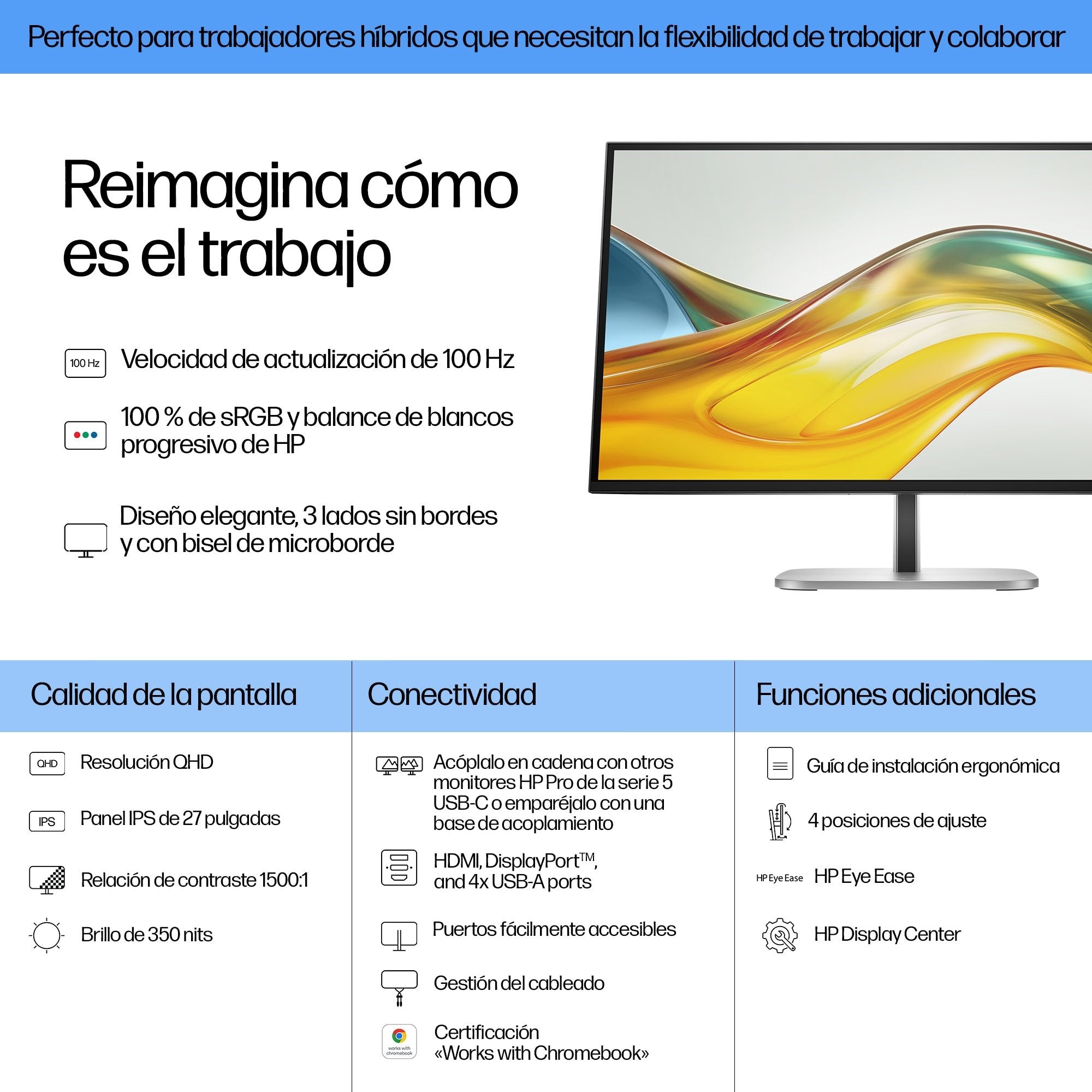 Hp Series 5 Pro 27 Inch Qhd  Monitor - 527pq Pvc Free