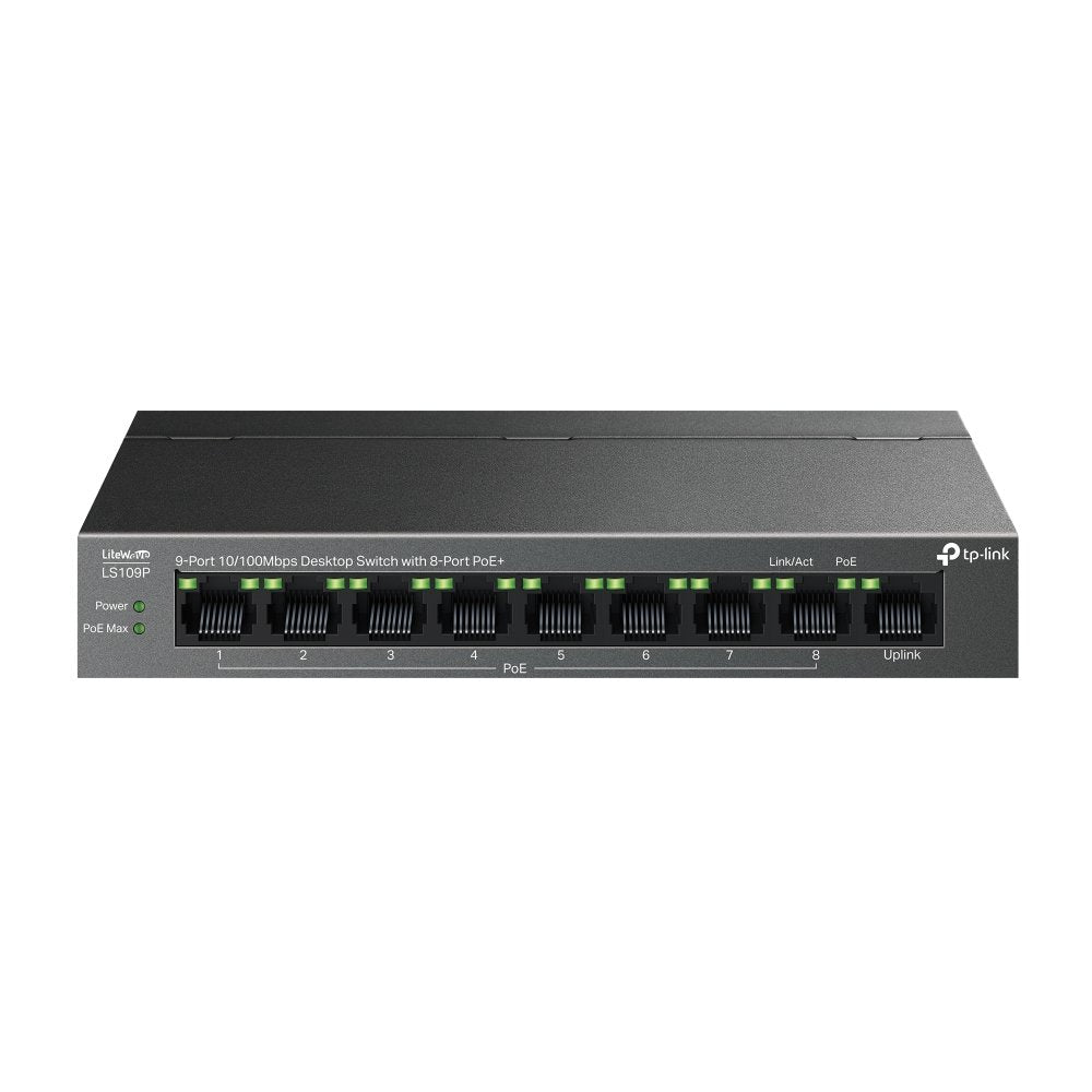 Switch No Gestionable Tp-Link Ls109p Litewave 8p 10/100 Poe+ Sobremesa Carcasa Metal No Rack