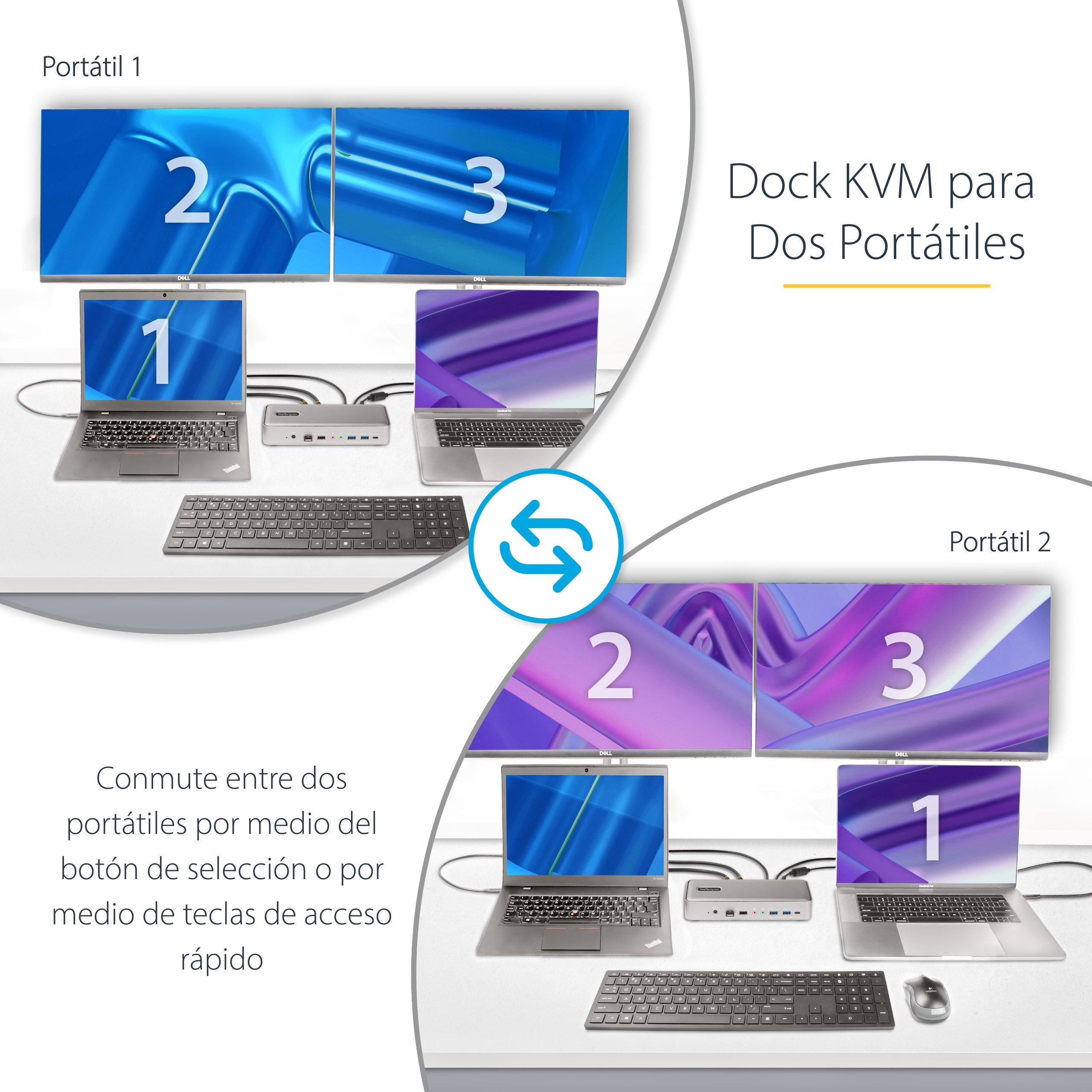 EAN 0065030898492 - StarTech.com 129UE-USBC-KVM-DOCK interruptor KVM Plata imagen 7