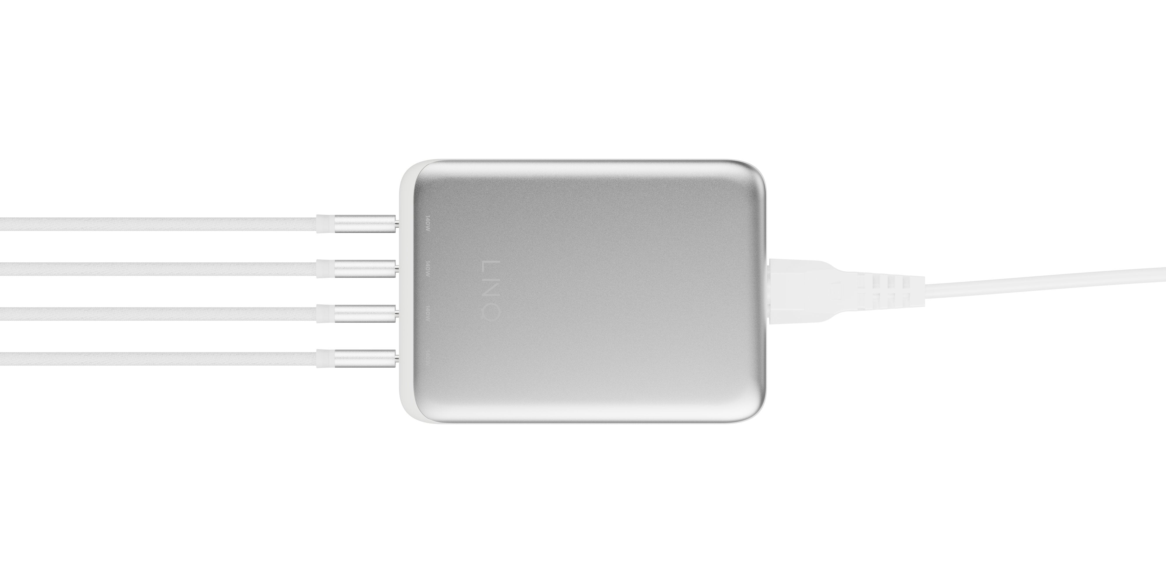 Cargador Escritorio 4xusb-C 240w Gan2 Plata Linq Hasta 240w/ 4xusb-C Pd/ 140w Máximo Por Puerto