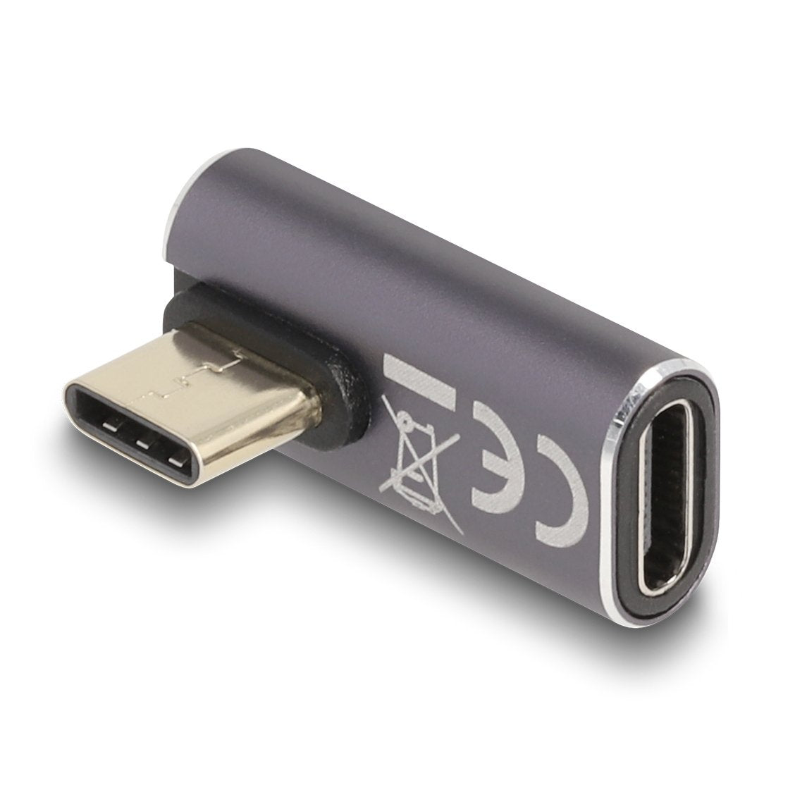 Delock 60048 Usb Adaptador 40 Gbps Usb Type-C Pd 3.0 100 W Macho A Puerto Hembra Acodado 8k 60 Hz Metal