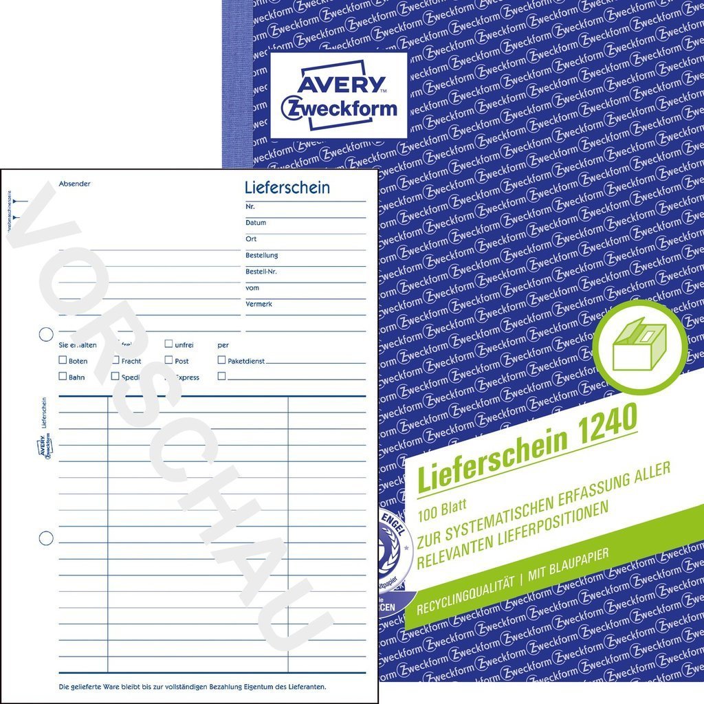 Avery Zweckform Lieferliste - 100 Hoja - A5 (148 X 210 Mm)
