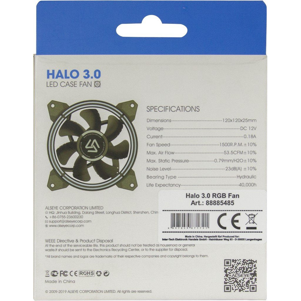 Inter-Tech Alseye Halo 3.0 Carcasa Del Ordenador Ventilador 12 Cm Negro
