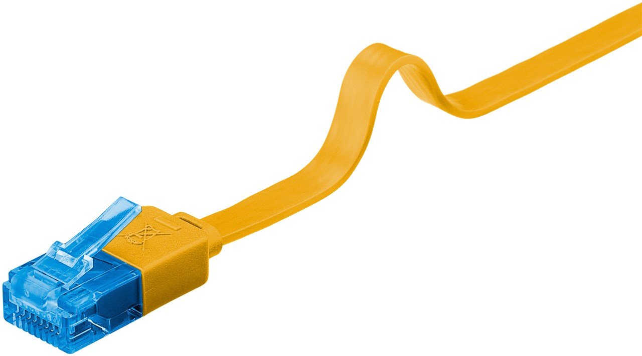Cat 6a Flat-Patch Cable U/Utp, Yellow, 2 M - Copper