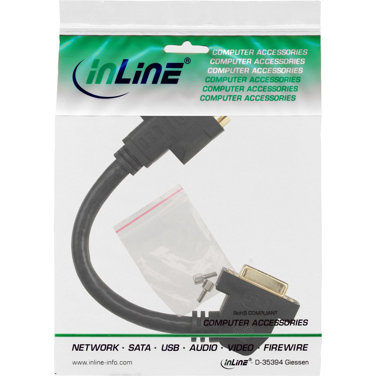 Adaptador Inline Dvi-I 24+5 Dvi Hembra A Hembra Con Brida 0.2m