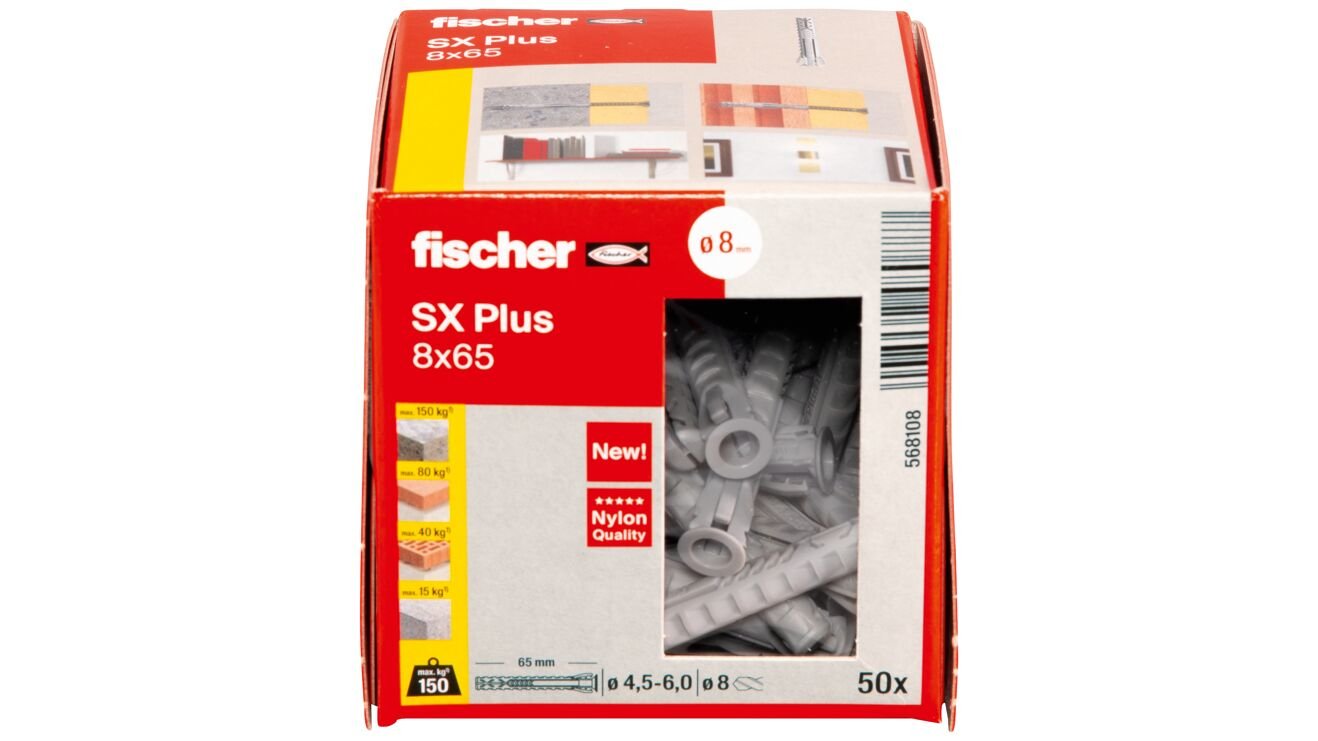 EAN 4048962480887 - Fischer 568108 tornillo de anclaje y taco 50 pieza(s) Anclaje de expansión 65 mm imagen 4