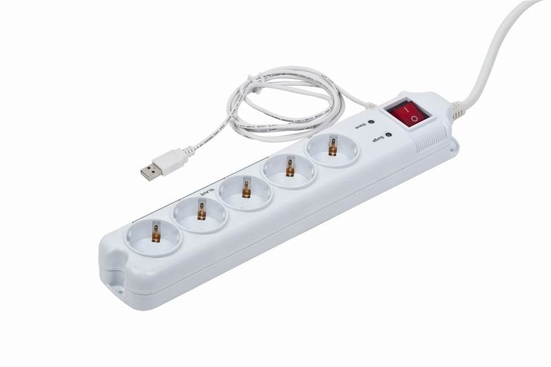 EAN 8716309065818 - Gembird PCW-MS2G limitador de tensión Blanco 5 salidas AC 250 V 1,8 m imagen 2