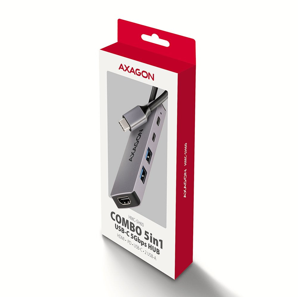 EAN 8595247908049 - Axagon HMC-5H60 base para portátil y replicador de puertos Alámbrico USB 3.2 Gen 1 (3.1 Gen 1) Type-C Gri imagen 8