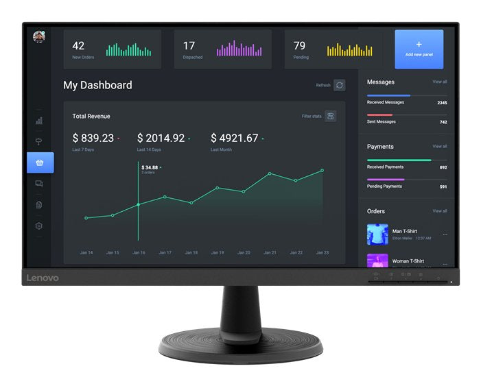 Monitor Lenovo D24-40 24" Fullhd Va, 75hz, 4ms, Hdmi, Vga Freesync Negro