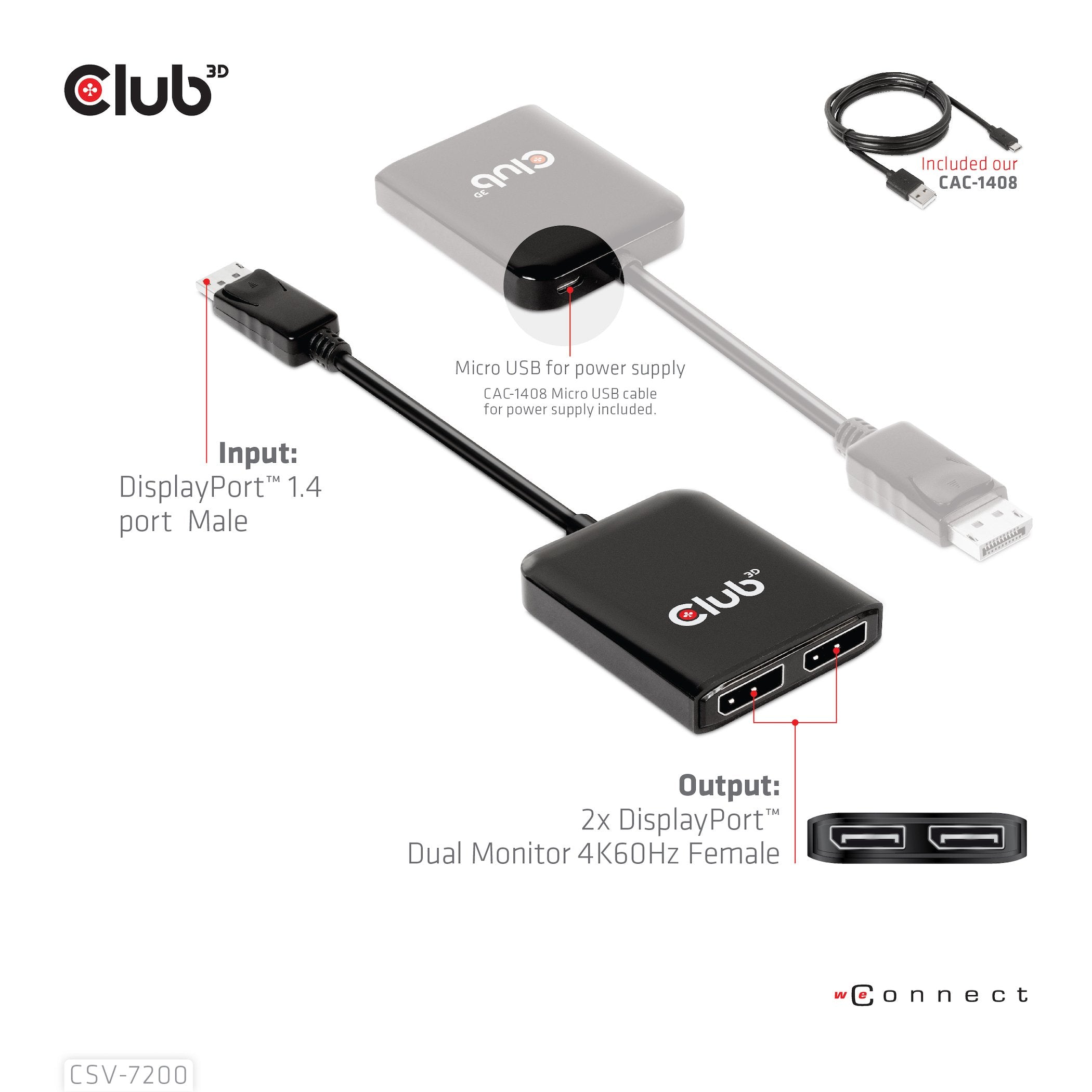 Club3d Multi Mreaming Transport Hub 1xdp -> Dp/Hdmi 4k60hz Retail
