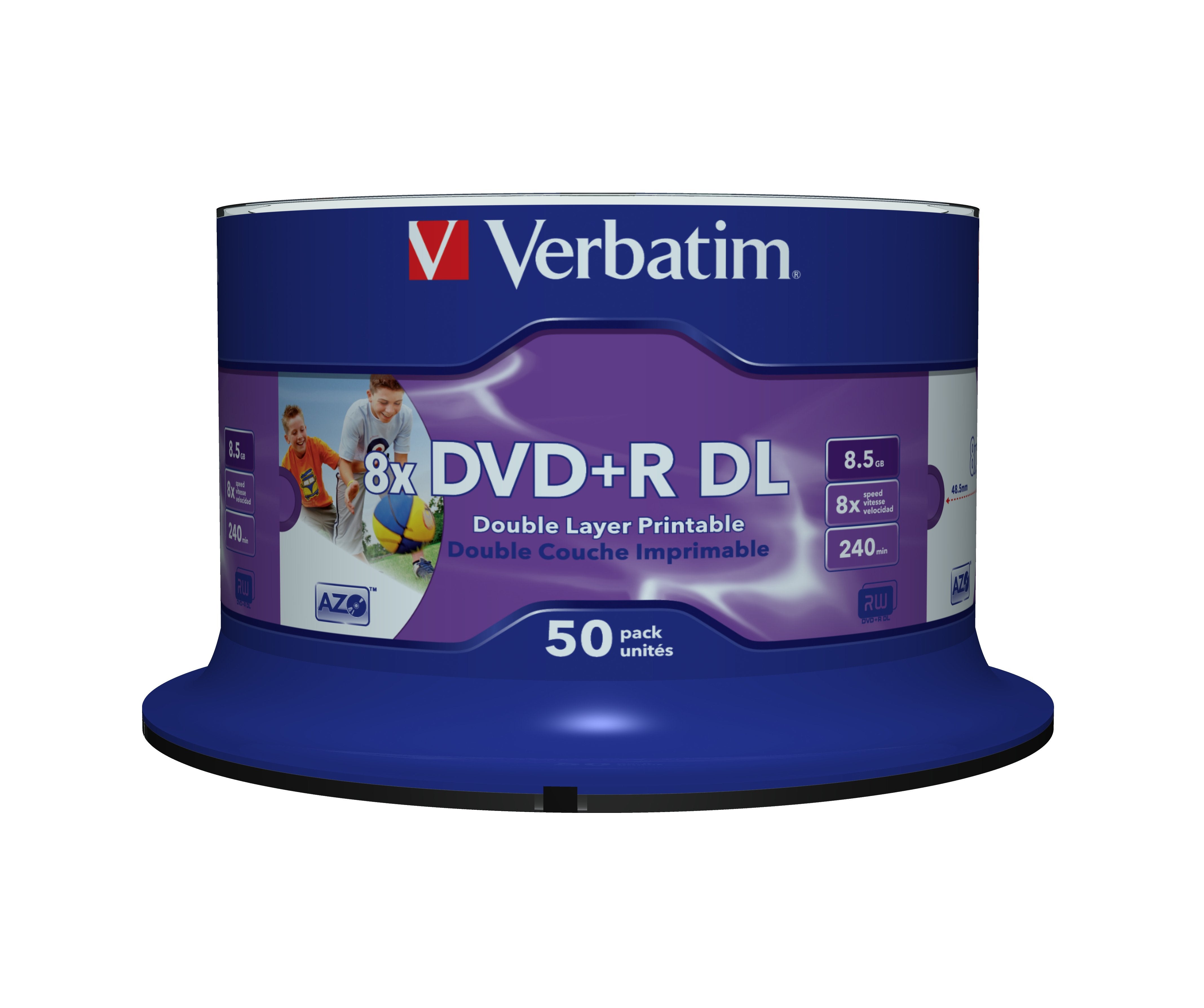 Verbatim 50 Dvd+R Double Layer 8.5gb 8x Spindel Wide Inkjet Printable Surface
